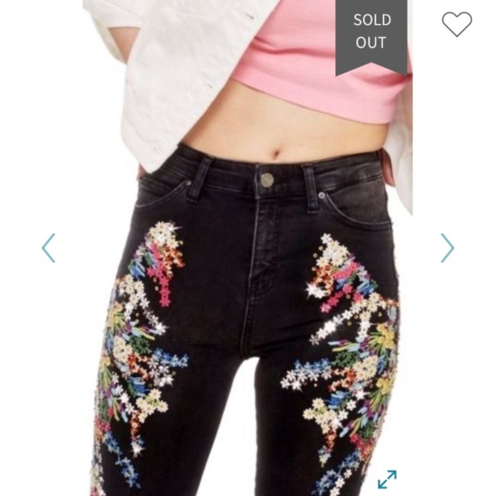 Topshop Jamie High Waist Embellished Black Jeans